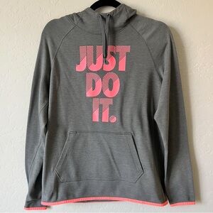 Nike Gray and Coral Hoodie Medium